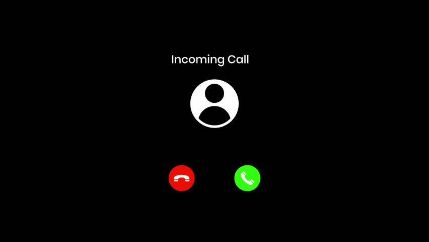 4K animation of incoming call icon on black background