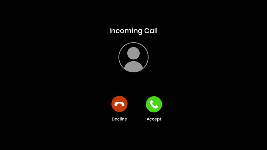Incoming call UI animation on 4K black background