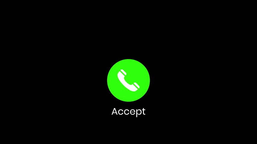 Phone call icon animation with ringing effect on black background