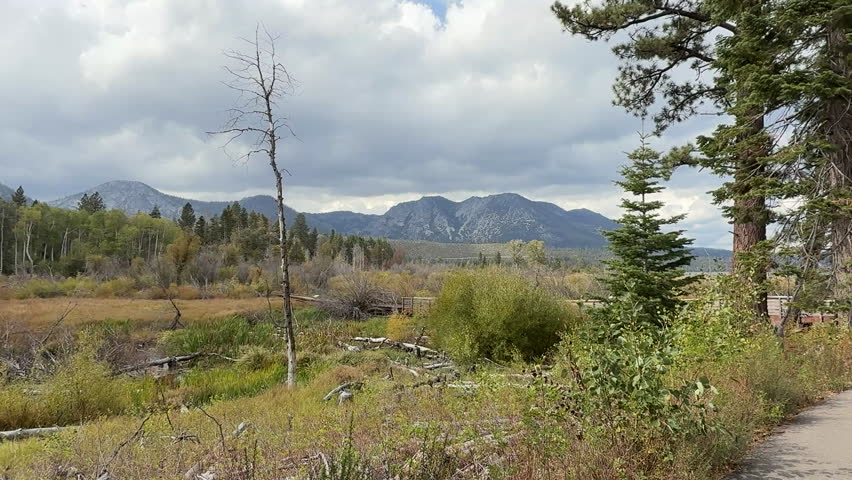 Lake Tahoe path along backcountry mountain scene