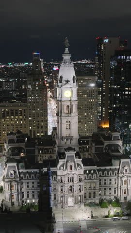 Vertical Video of Philadelphia, Pennsylvania, Vertical Aerial View Shot