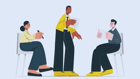 Business professionals engaged in a meeting inside a modern office, discussing corporate goals and teamwork strategies. Captures collaboration, communication, leadership, and professional corporate environment, ideal for business, teamwork, and office visuals. - Powered by Shutterstock - Get 15% off with code: PIKWIZARD15