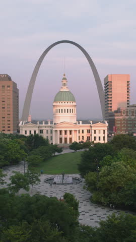 Vertical Video of St Louis, Missouri, Vertical Aerial View Shot