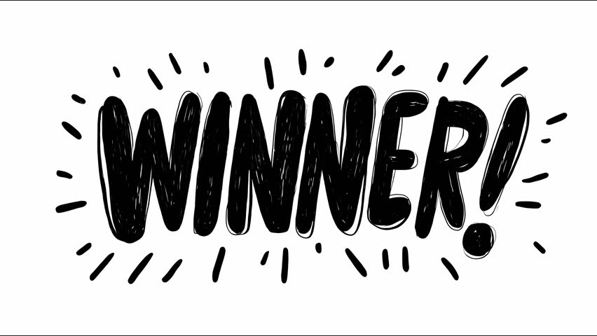 Winner celebration sequence with dynamic text animation in loop