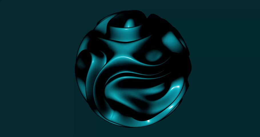Abstract dark blue wavy deformed sphere. Seamless loop. 3D animation. Copy space. 4K video. Ideal for uses as a cool background for titles, videos, animations, presentation, advertisement