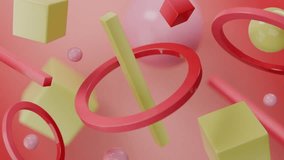 Abstract 3D Floating pastel colored geometric shapes. Abstract video loop - seamless 3D motion background. - Powered by Shutterstock - Get 15% off with code: PIKWIZARD15
