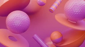 Abstract 3D Pink and orange spheres cylinders and discs float. Abstract video loop - seamless 3D motion background. - Powered by Shutterstock - Get 15% off with code: PIKWIZARD15