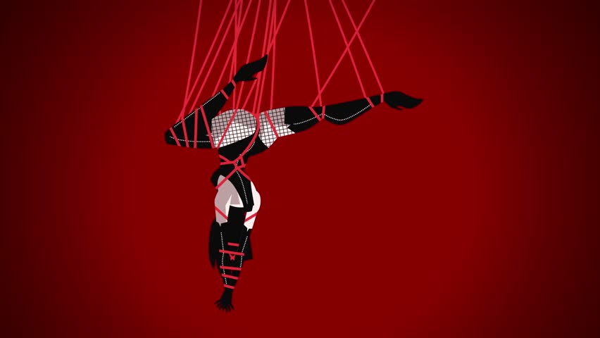 tied up hanging beautiful shibari woman model