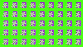 Crowd of people walking against purple squares on green background suitable for business concepts, teamwork, diversity, or urban city life themes. - Powered by Shutterstock - Get 15% off with code: PIKWIZARD15