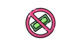 Animated pink circle with no cash symbol, representing cashless policy or no money accepted. - Powered by Shutterstock - Get 15% off with code: PIKWIZARD15