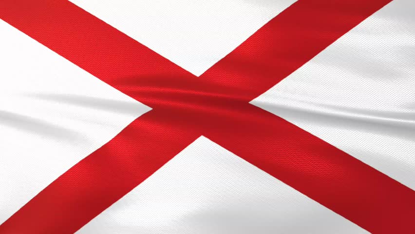 Alabama flag waving in the wind, animated flag background