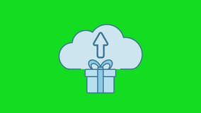 Cloud upload animation with a wrapped gift box rising toward a cloud icon. Perfect for festive data storage, online sharing, and Christmas tech marketing visuals. - Powered by Shutterstock - Get 15% off with code: PIKWIZARD15