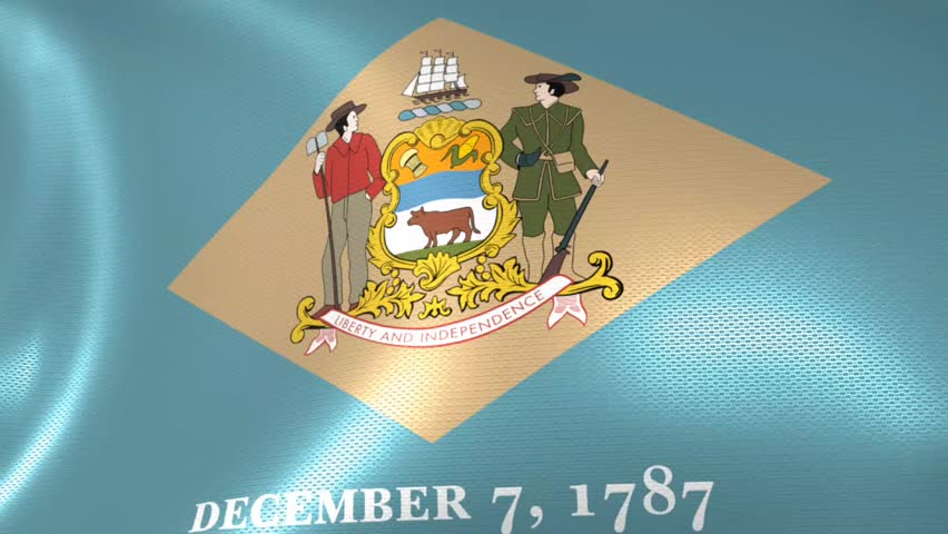 flag of Delaware waving in the wind, animated flag background