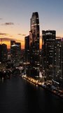 Aerial night view of Miami business center at sunset dusk. Vertical video. - Powered by Shutterstock - Get 15% off with code: PIKWIZARD15