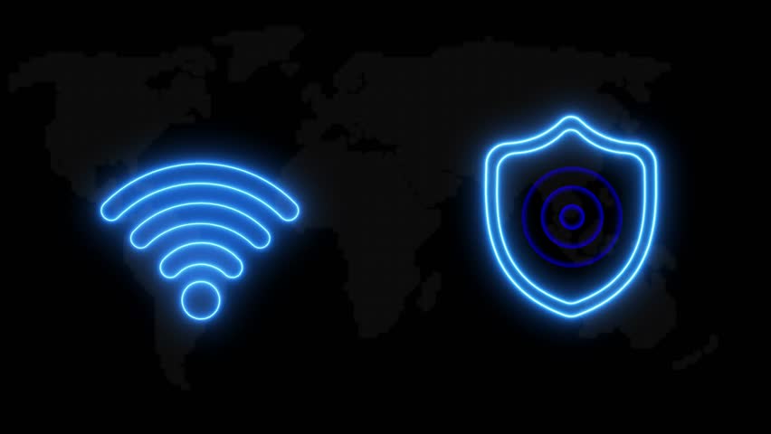 Neon V P N Wi- Fi Shield Security Global Network Connection Digital Technology Cyber Protection