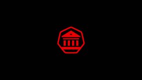 Red neon warning icons connected to central bank building symbol digital network alert system - Powered by Shutterstock - Get 15% off with code: PIKWIZARD15
