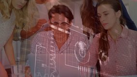 Team typing on laptop and activating holographic business data interface for collaborative analysis. Collaboration, teamwork, innovation, digital, futuristic, business, analysis - Powered by Shutterstock - Get 15% off with code: PIKWIZARD15