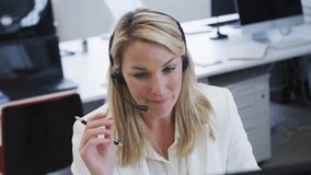 Female specialist raising pen and adjusting mic monitoring animated social media metrics increasing. Technology, communication, analytics, digital, collaboration, innovation, modern - Powered by Shutterstock - Get 15% off with code: PIKWIZARD15