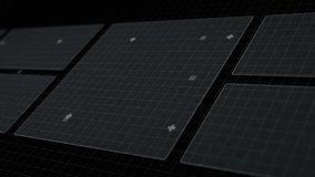 Dark grid loading activating HUD fading in, code logs scrolling, charts updating, securing access. Holography, cybersecurity, interface, digital, futuristic, analytics, data visualization - Powered by Shutterstock - Get 15% off with code: PIKWIZARD15