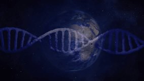 Pulses emerging at helix intersecting globe, tracing arcs, shifting hues, forming energy network. Molecular, futuristic, vibrant, conceptual, digital, innovation, science - Powered by Shutterstock - Get 15% off with code: PIKWIZARD15