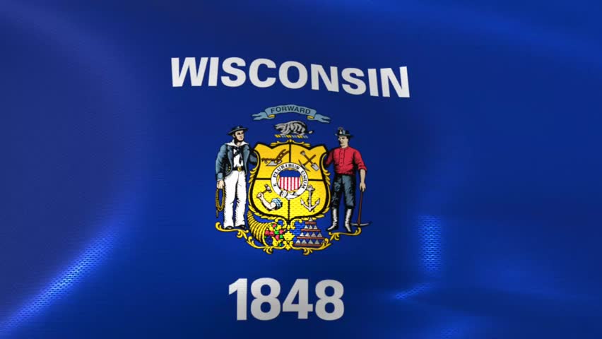 flag of wisconsin waving in the wind, animated flag background