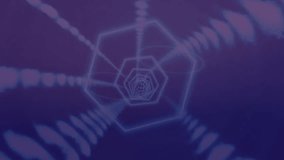 Hexagonal tunnel pulsing code shifting into glitch waves before showing wavy mesh grid mapping data. Futuristic, technology, innovation, digital, abstract, dynamic, network - Powered by Shutterstock - Get 15% off with code: PIKWIZARD15