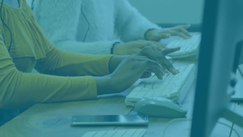 After entering data, call center agents securing headsets, initiating calls while monitoring charts. Collaboration, communication, analytics, professional, modern, teamwork, technology - Powered by Shutterstock - Get 15% off with code: PIKWIZARD15