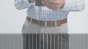 Male business analyst holding tablet and tapping screen for analyzing data trends, animating charts. Data analysis, digital graphics, business intelligence, financial forecasting, modern technology, - Powered by Shutterstock - Get 15% off with code: PIKWIZARD15