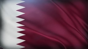 This video shows the flag of Qatar with its distinctive maroon color and serrated white edge. The fabric appears to be waving with the background out of focus. - Powered by Shutterstock - Get 15% off with code: PIKWIZARD15