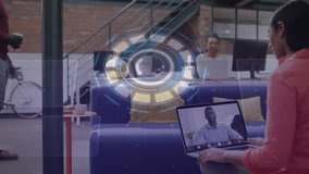 Woman initiating business meeting while observing holographic interface expanding in office lounge. Collaboration, digital, futuristic, innovation, workspace, teamwork, connectivity - Powered by Shutterstock - Get 15% off with code: PIKWIZARD15