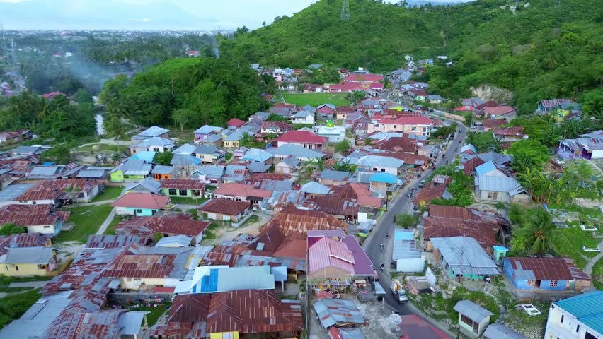 Aerial View of Town Near Green Hills