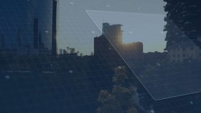 After sun dipping behind tower, circuits fading, grid tilting and ring rotating, revealing UI. Technology, futurism, digital, innovation, ui, cyber, urban - Powered by Shutterstock - Get 15% off with code: PIKWIZARD15