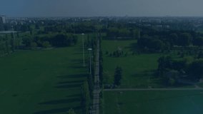 HUD overlay fading in over park view, animating rings beams, sliding panels, pulsing for scanning. Futuristic, technology, interface, animation, urban, nature, digital - Powered by Shutterstock - Get 15% off with code: PIKWIZARD15