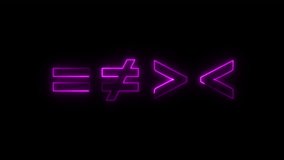Neon mathematical symbols glowing brightly on a black background - Powered by Shutterstock - Get 15% off with code: PIKWIZARD15