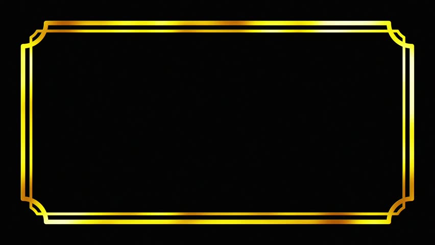 Luxury gold rectangle frame, glittering decoration, event, luxury design on black background animation