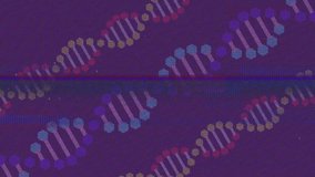 At start showing DNA helices moving diagonally and flickering static band visualizing glitch effect. Digital, abstract, glitch, futuristic, vibrant, motion, technology - Powered by Shutterstock - Get 15% off with code: PIKWIZARD15