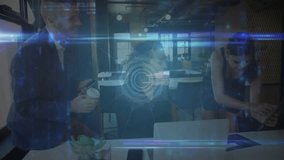 Three colleagues opening laptop projecting holographic globe with code nodes for tech collaboration. Collaboration, innovation, futuristic, technology, teamwork, data, digital - Powered by Shutterstock - Get 15% off with code: PIKWIZARD15