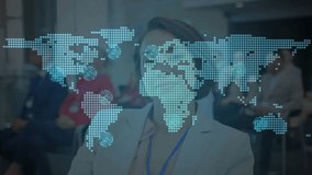 Attendee watching slide changing at business meeting with transparent overlay showing nodes linking. Global network, connectivity, digital infrastructure, business strategy, data visualization, - Powered by Shutterstock - Get 15% off with code: PIKWIZARD15