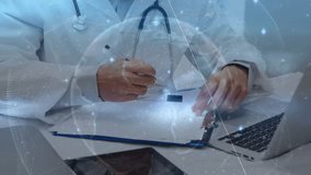 Male doctor writing medical notes while holographic brain data overlay rotating guiding analysis. Medicine, healthcare, neuroscience, diagnostics, professional, technology, research - Powered by Shutterstock - Get 15% off with code: PIKWIZARD15