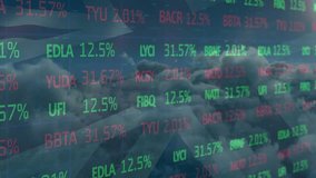 Upon window view appearing, wing and clouds activating stock tickers updating to show market shifts. Aviation, finance, digital, real-time, monitoring, travel, technology - Powered by Shutterstock - Get 15% off with code: PIKWIZARD15