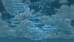 Drifting clouds revealing glowing sphere, sliding code streams forming digital scaffold for network. Futuristic, technology, digital, data, innovation, abstract, cyber - Powered by Shutterstock - Get 15% off with code: PIKWIZARD15