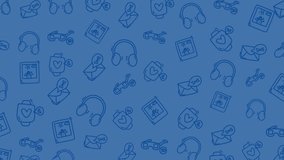 Doodle technology blue backdrop with tech doodles headphones, glasses, photos, mugs, and hearts. Ideal for digital design projects - Powered by Shutterstock - Get 15% off with code: PIKWIZARD15