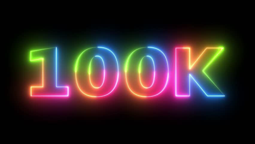 Neon Light 100K Text Animation Loop.