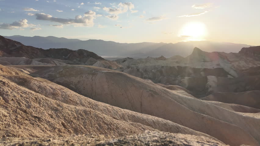 Zabriskie Point in Death Valley at sunset, time lapse, California, USA.