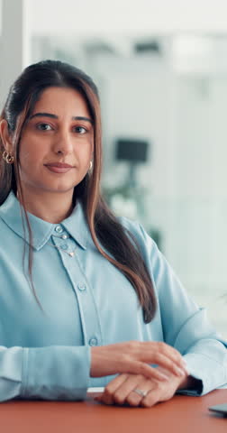 Face, human resources or woman with arms crossed in office, pride or about us for corporate career. Recruitment, professional or confident employee with smile in workplace, we are hiring or portrait