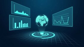Futuristic Holographic Data Visualization with Globe and Digital Charts, Global Technology Ecosystem Concept - Powered by Shutterstock - Get 15% off with code: PIKWIZARD15