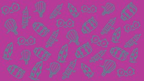 Vibrant purple holiday pattern animation featuring beach elements, seashells, swimsuit, umbrella and travel accessories. - Powered by Shutterstock - Get 15% off with code: PIKWIZARD15
