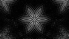 abstract kaleidoscope art loop animation video with transform rotating fractal geometric shape star flower in curve dotted lines forms in monochrome color dispersion effect on black background  - Powered by Shutterstock - Get 15% off with code: PIKWIZARD15