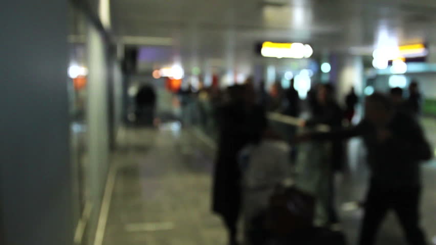 Arriving and meeting people at airport terminal