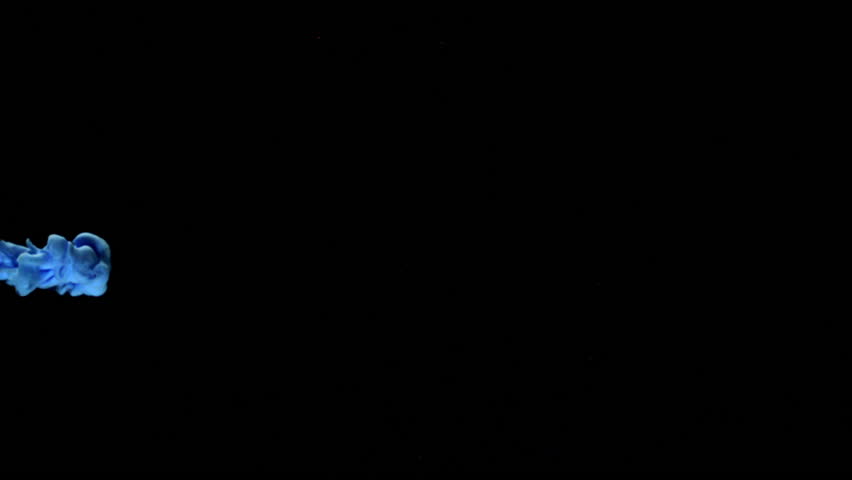 Blue ink in water on a black background. Filmed on a high-speed camera at 1000 fps. High quality FullHD footage